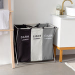 3-section Foldable Laundry Basket With Aluminium Frame