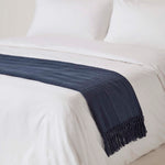Kashi Cotton Throw With Tassels | 150cm x 200cm | Navy Blue