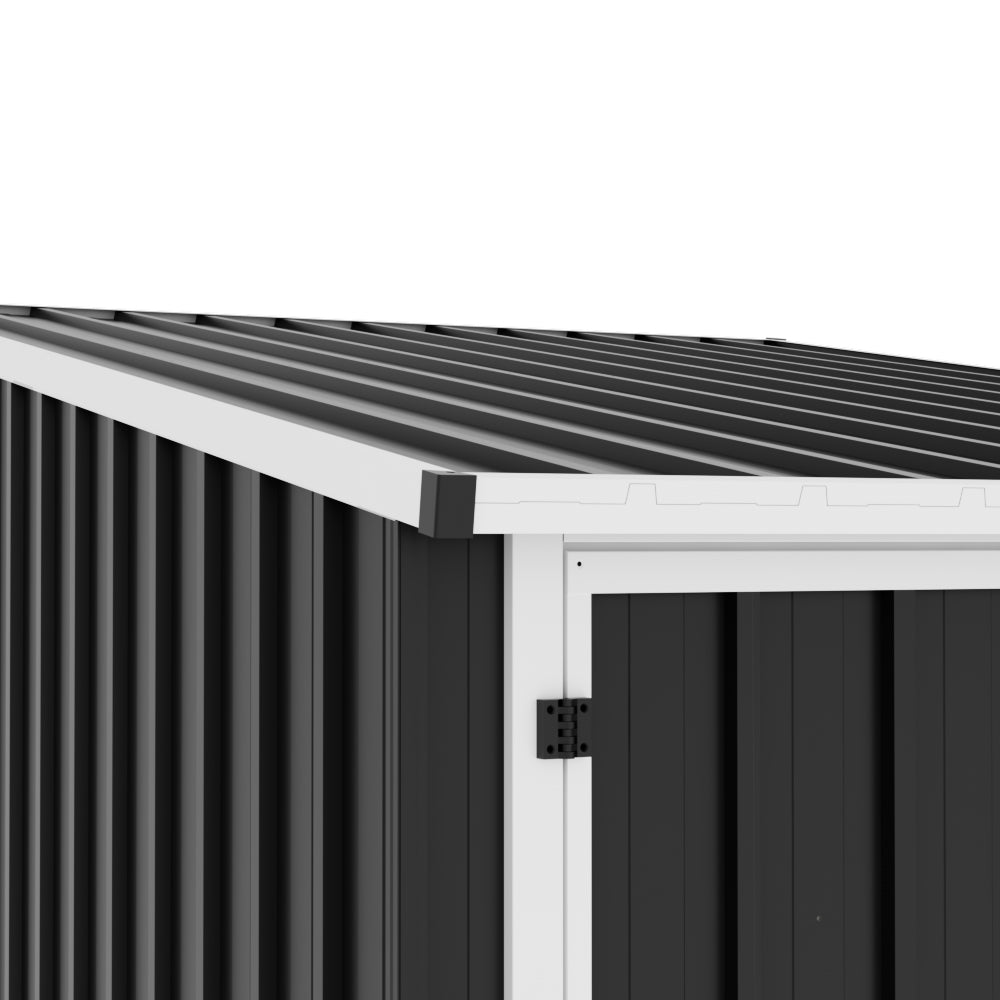 Lockable Outdoor Bike Storage Shed For Cycling, Double Door Metal Shed With 3 Adjustable Bike Racks, Pent Roof, Weatherproof Garden Shed