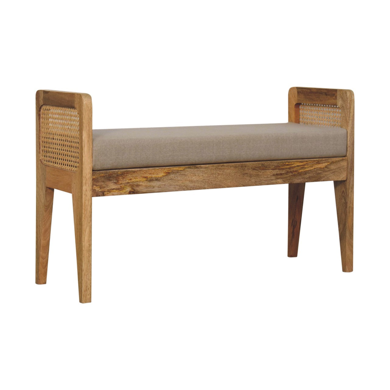 Solid Wood Mud Linen Rattan Bench