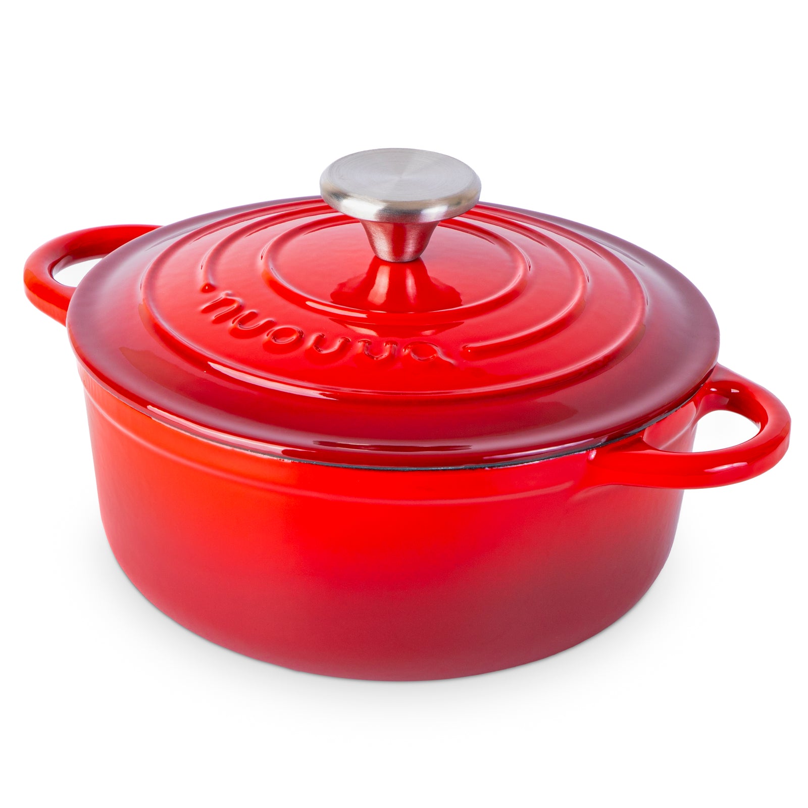 Cast Iron Dutch Oven Casserole Pot With Lid - 20cm (2l)  | Red