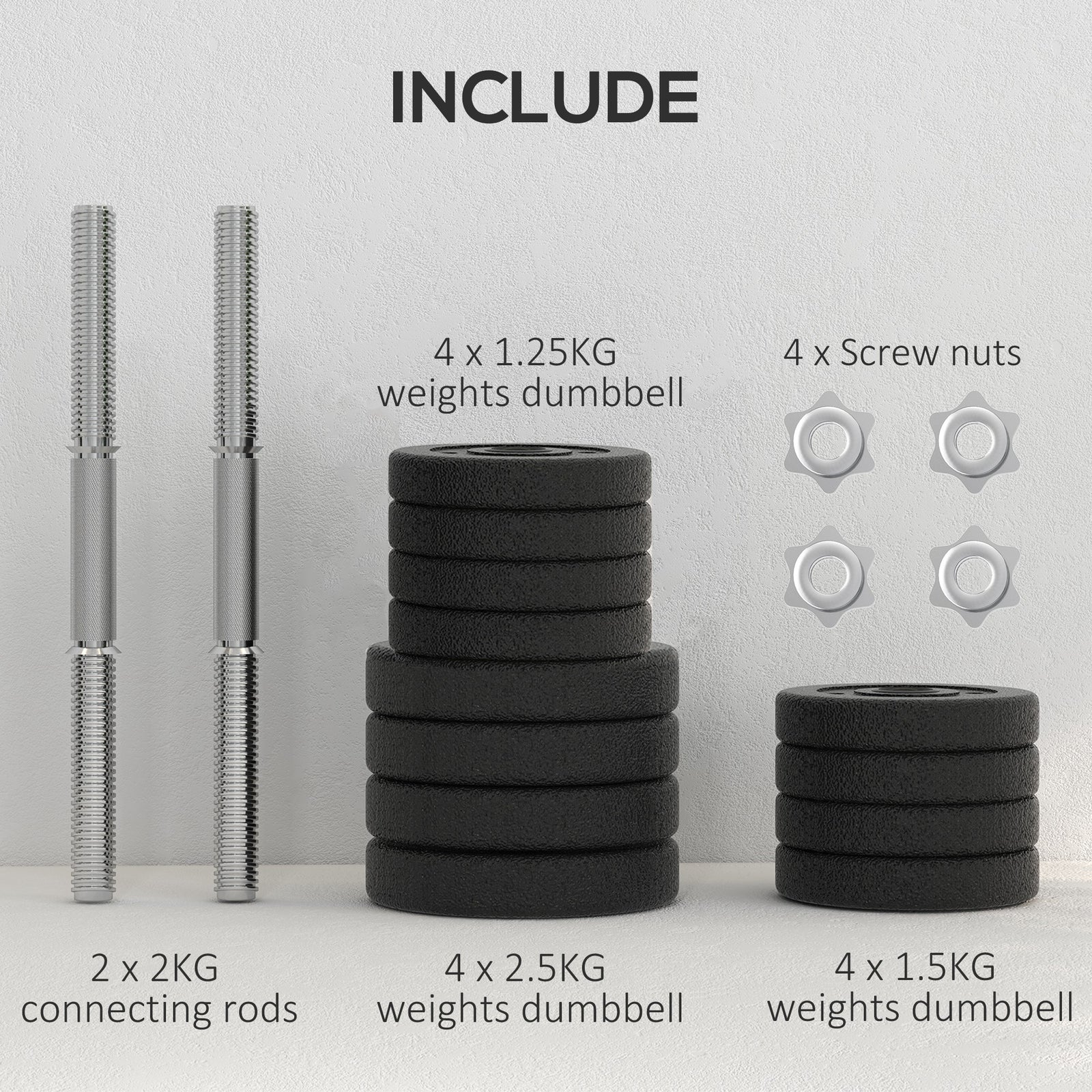 25kg Adjustable Dumbbells Weight Set | Black