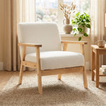 HOMCOM Accent Chair With Wood Frame Wide Seat Sherpa Fleece Armchair