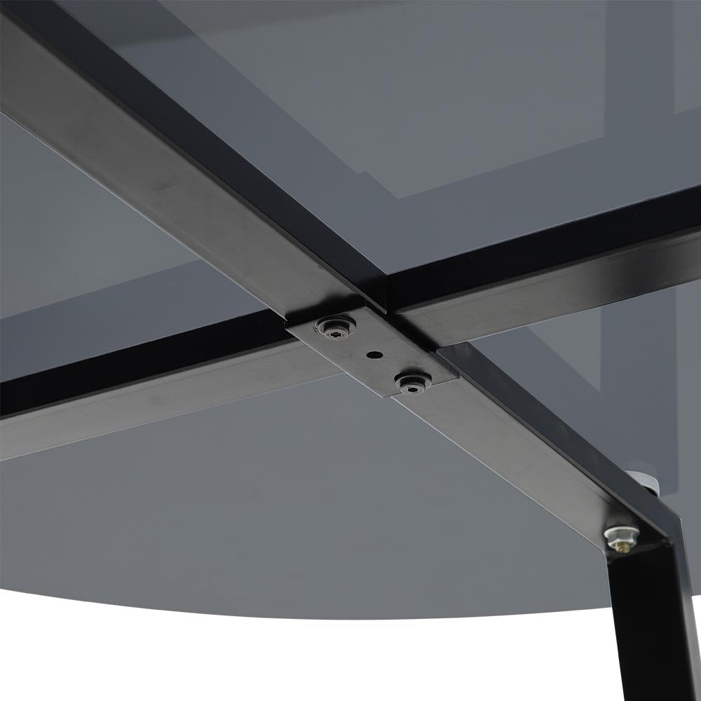 90cm Dia Modern Round Dining Table With Tempered Glass Top