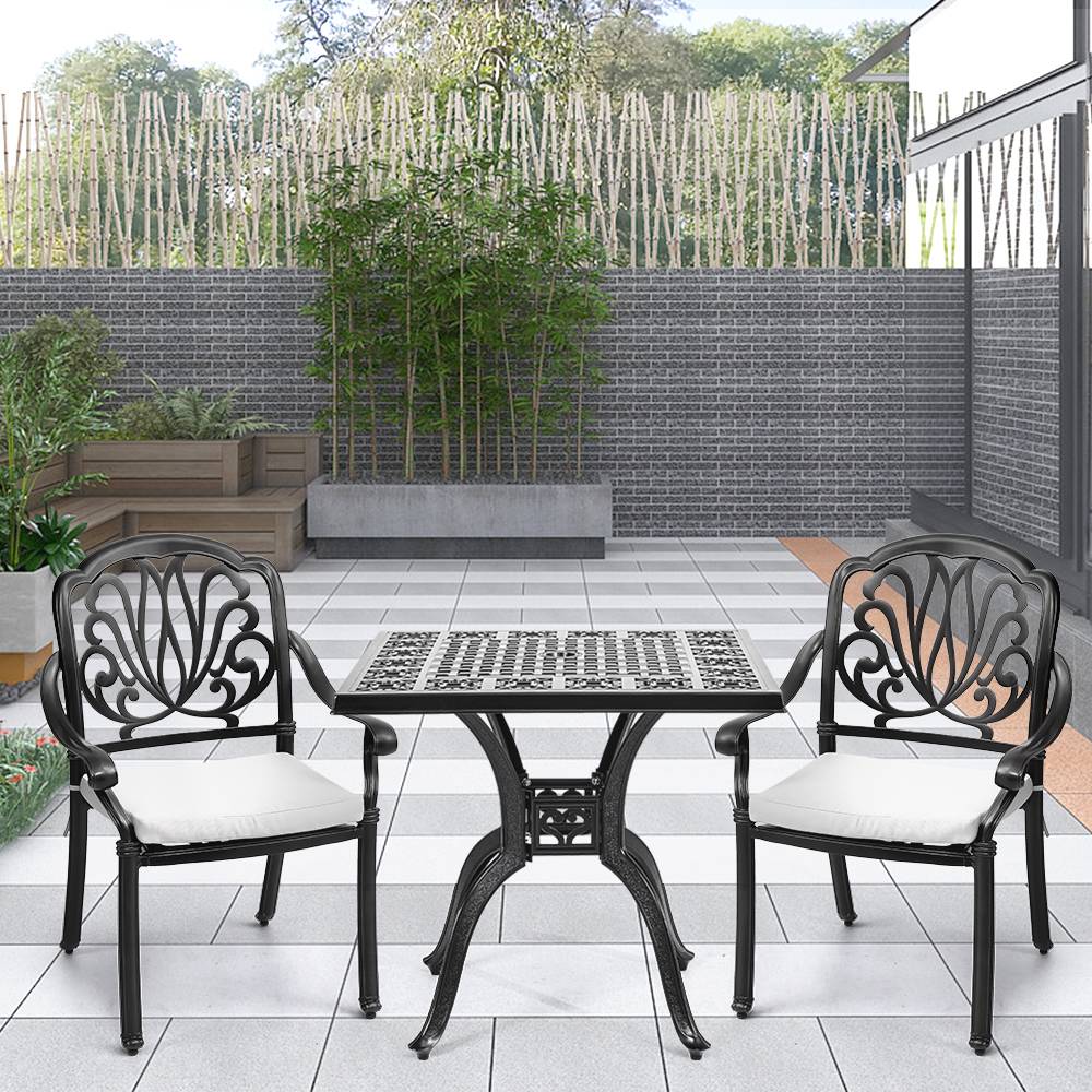 Black 3-piece Cast Aluminium Outdoor Dining Set