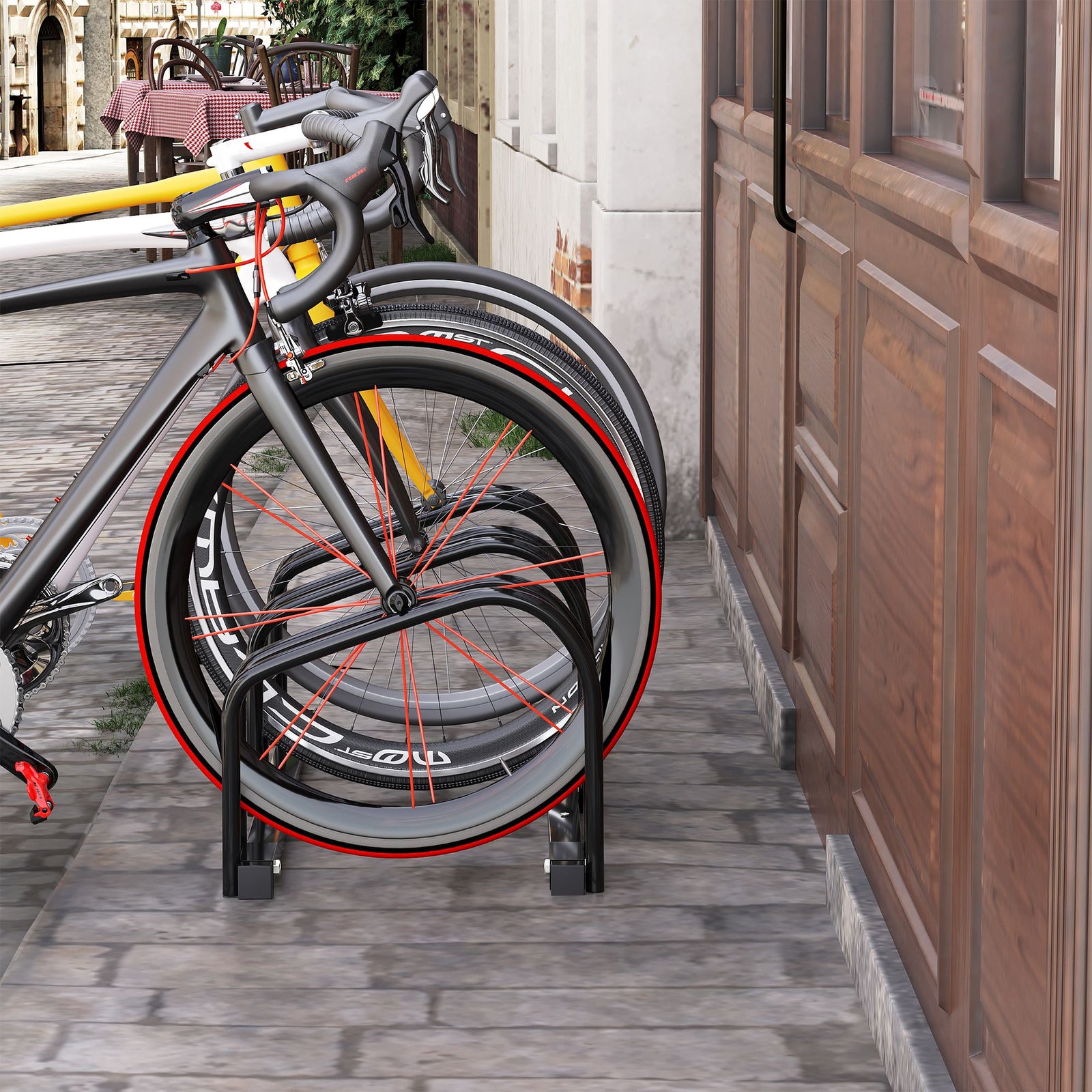 Bike Rack Floor Stand 3 Racks | Black