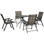 5 Pieces Pe Rattan Set W/ Hole & Folding Chair