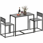 3 Piece Dining Table Set With Metal Frame | Charcoal Grey