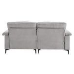 Minimalist Chenille Fabric Two-seat Sofa With Wooden Frame & Black Metal Legs | Grey