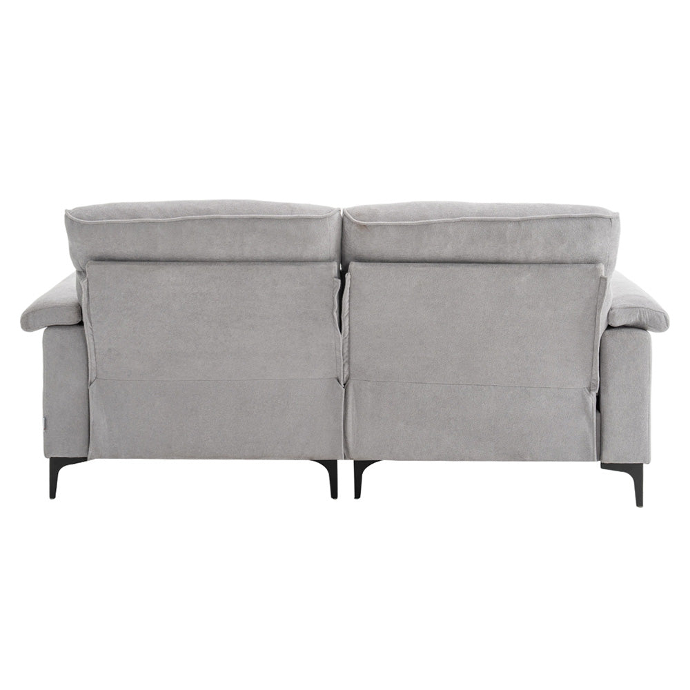 Minimalist Chenille Fabric Two-seat Sofa With Wooden Frame & Black Metal Legs | Grey