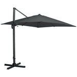 Large Square Patio Parasol With Durable Polyester Canopy, Pa Waterproof Coating, Adjustable Height, 360° Foot Pedal Rotation With Cross Base & Round Base | One Size | Dark Grey