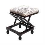 3 Position Footstool Height Adjustable Padded Top Mahogany Frame