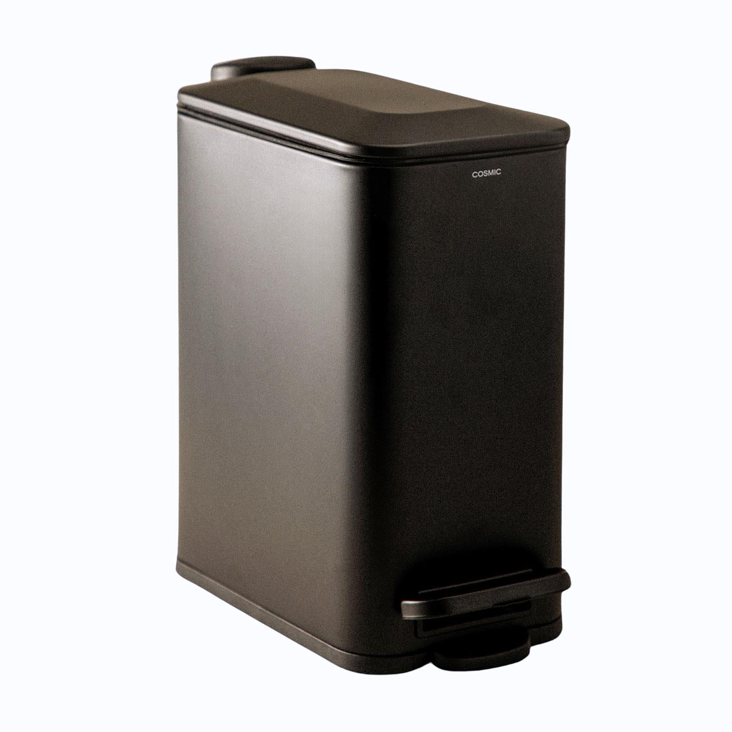 Bathroom Bin 5l, Slim Pedal, Removable Bucket Black Essentials Collection