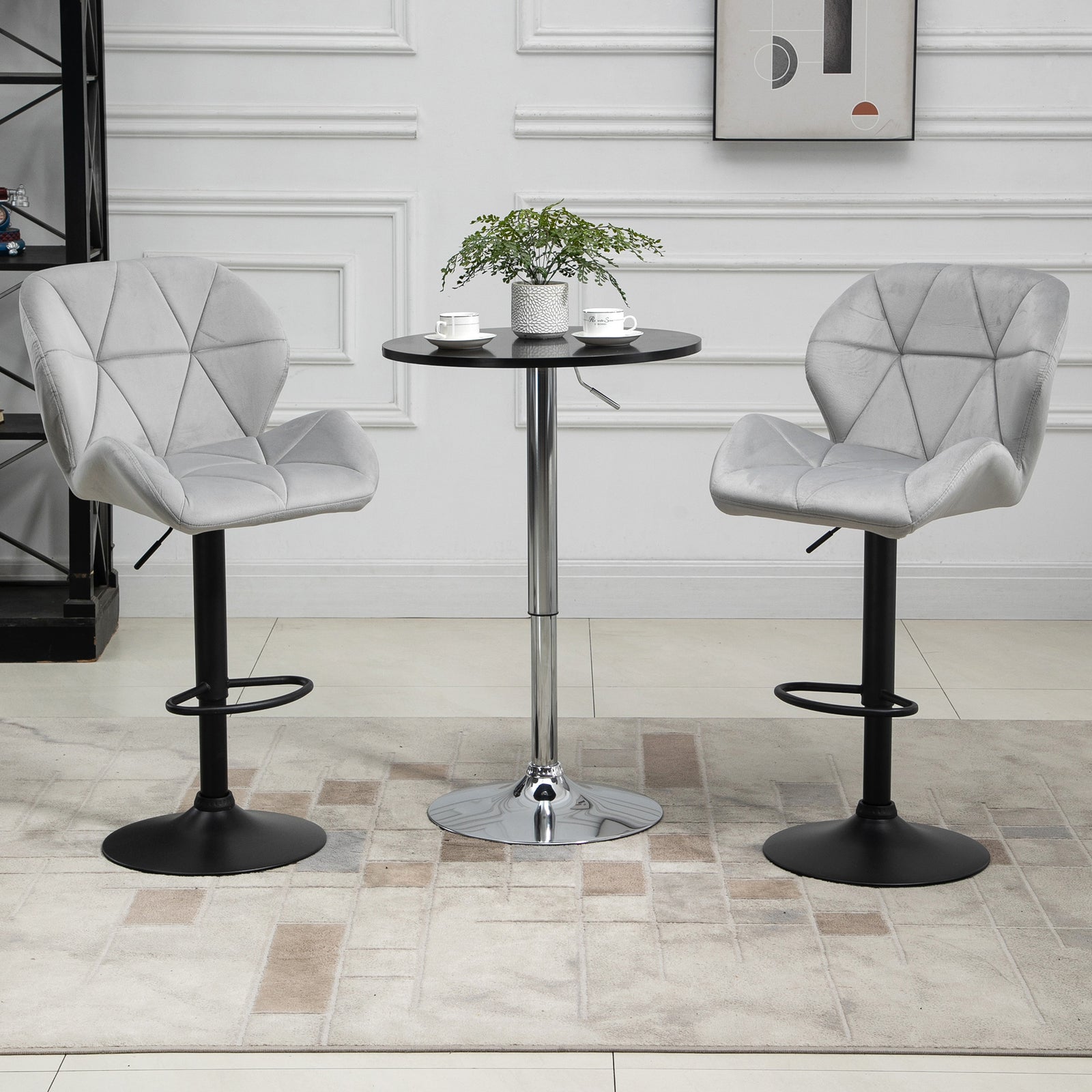 Bar Stools Set Of 2 Fabric Adjustable Counter Chairs