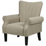 Armchair Upholstered Modern Accent Chair With Wood Legs | One Size | Beige