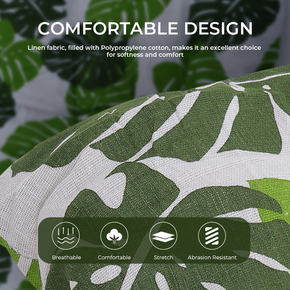 Outdoor Bench Cushion Tropical Leaf Print, Thick Padded Seat Pad With Ties For Garden Furniture | Small