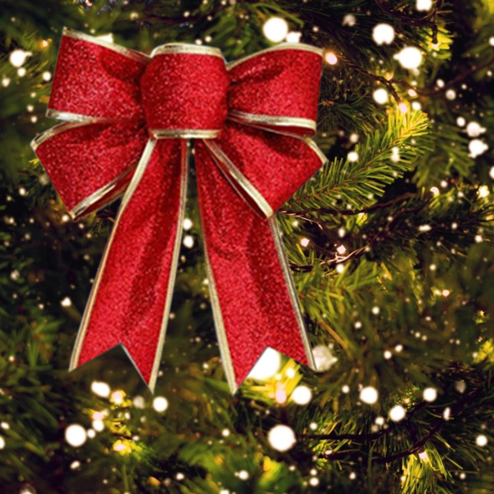 10pcs Christmas Bows Ribbon Bowknot Christmas Tree Ornaments | Red
