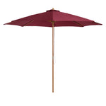 3m Wooden Bamboo Parasol Outdoor Umbrella Canopy | Red