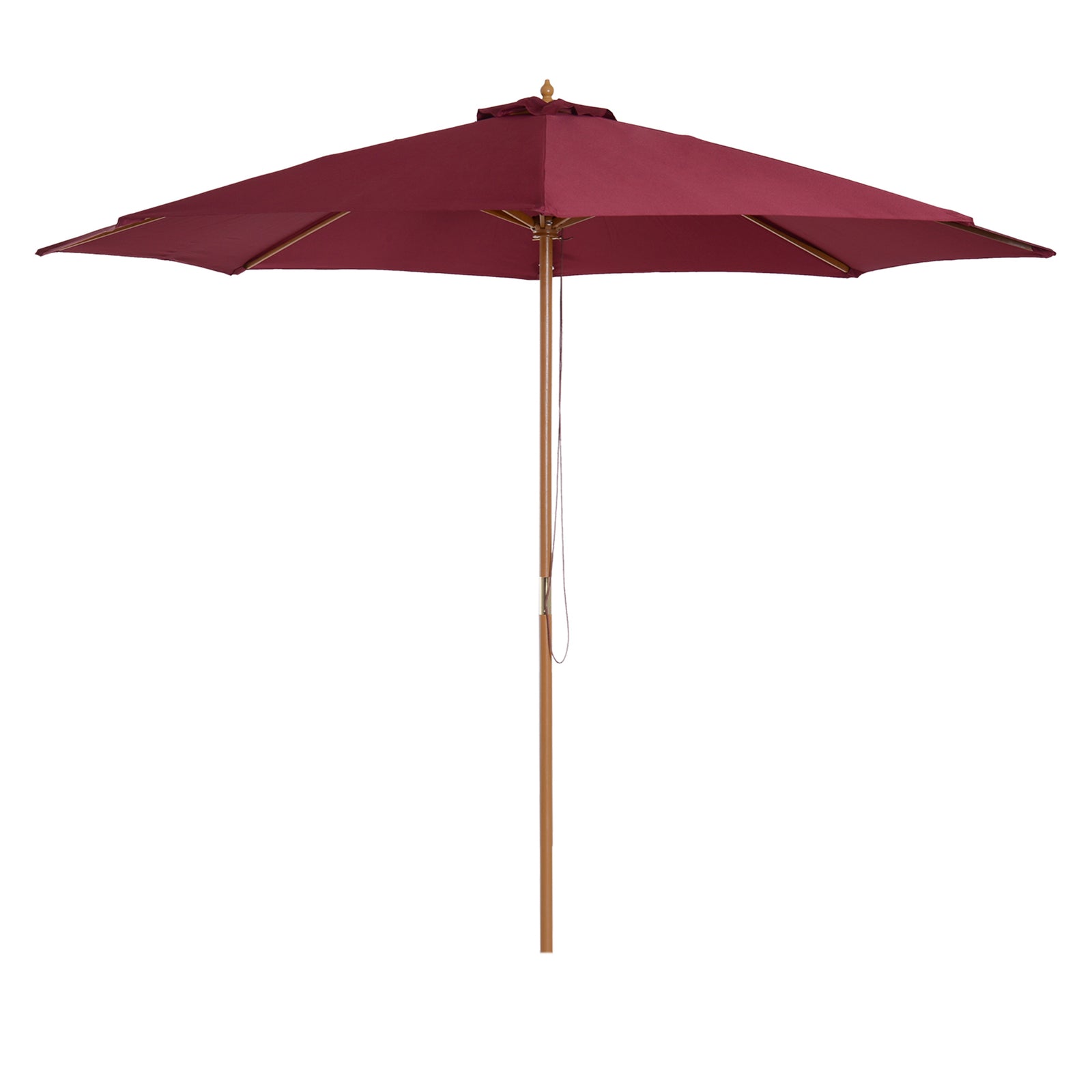 3m Wooden Bamboo Parasol Outdoor Umbrella Canopy | Red