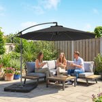 3(m) Banana Parasol Cantilever Umbrella Garden W/ Base Weights | Black