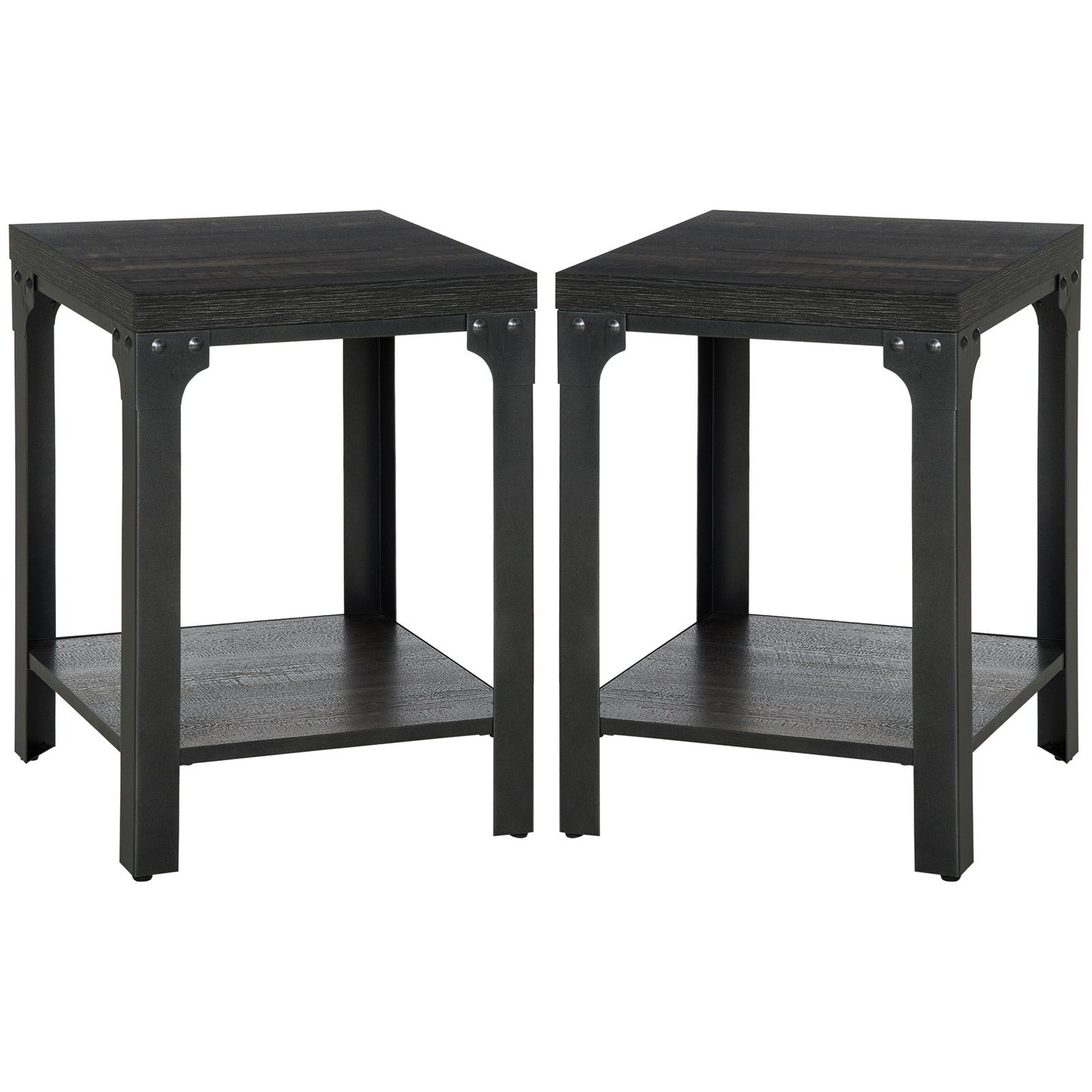 Side Table Set Of 2, Open Storage, Thickened