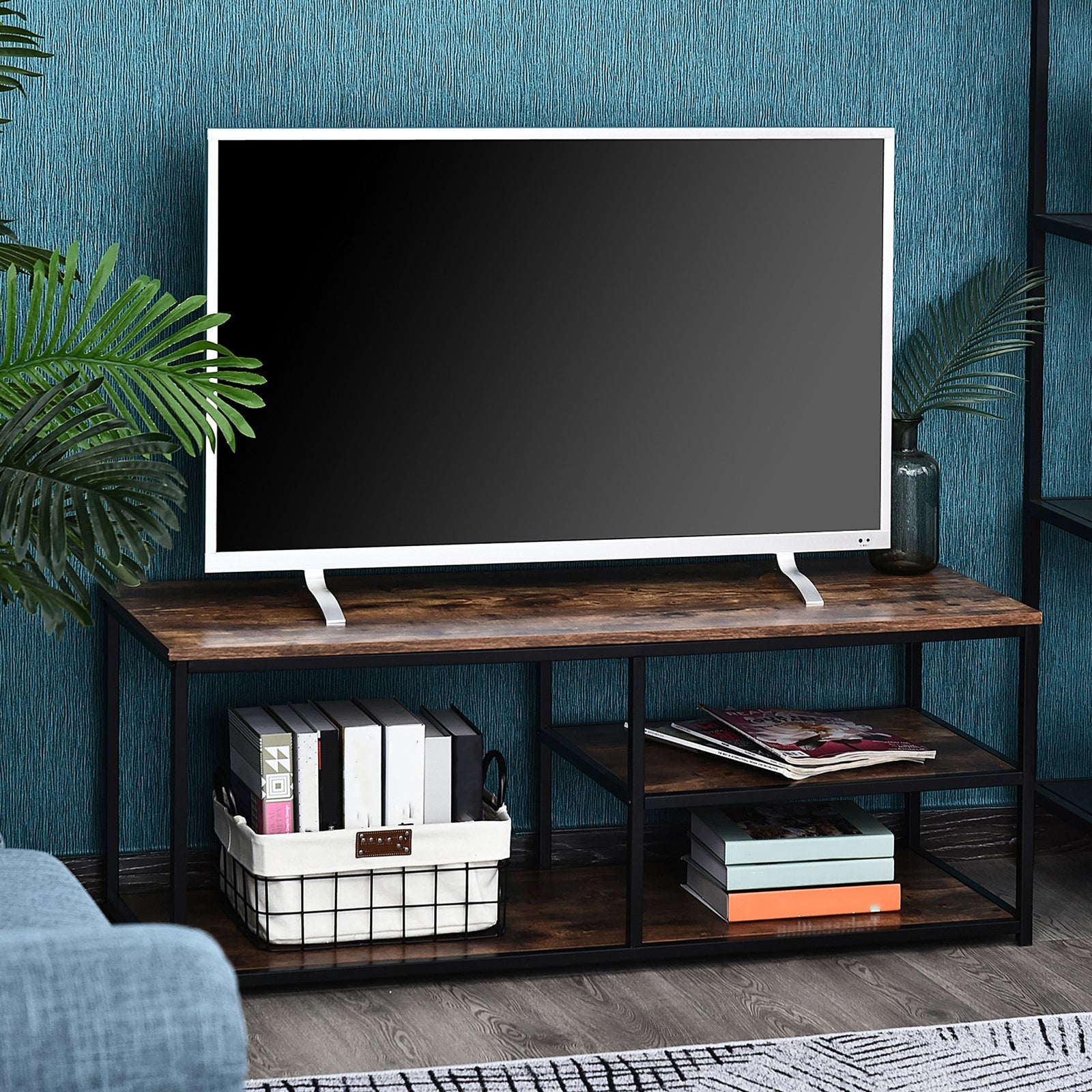 Industrial Tv Stand Cabinet Metal Shelves