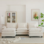 3-seater Chenille Upholstered Sectional Sofa With Pillows