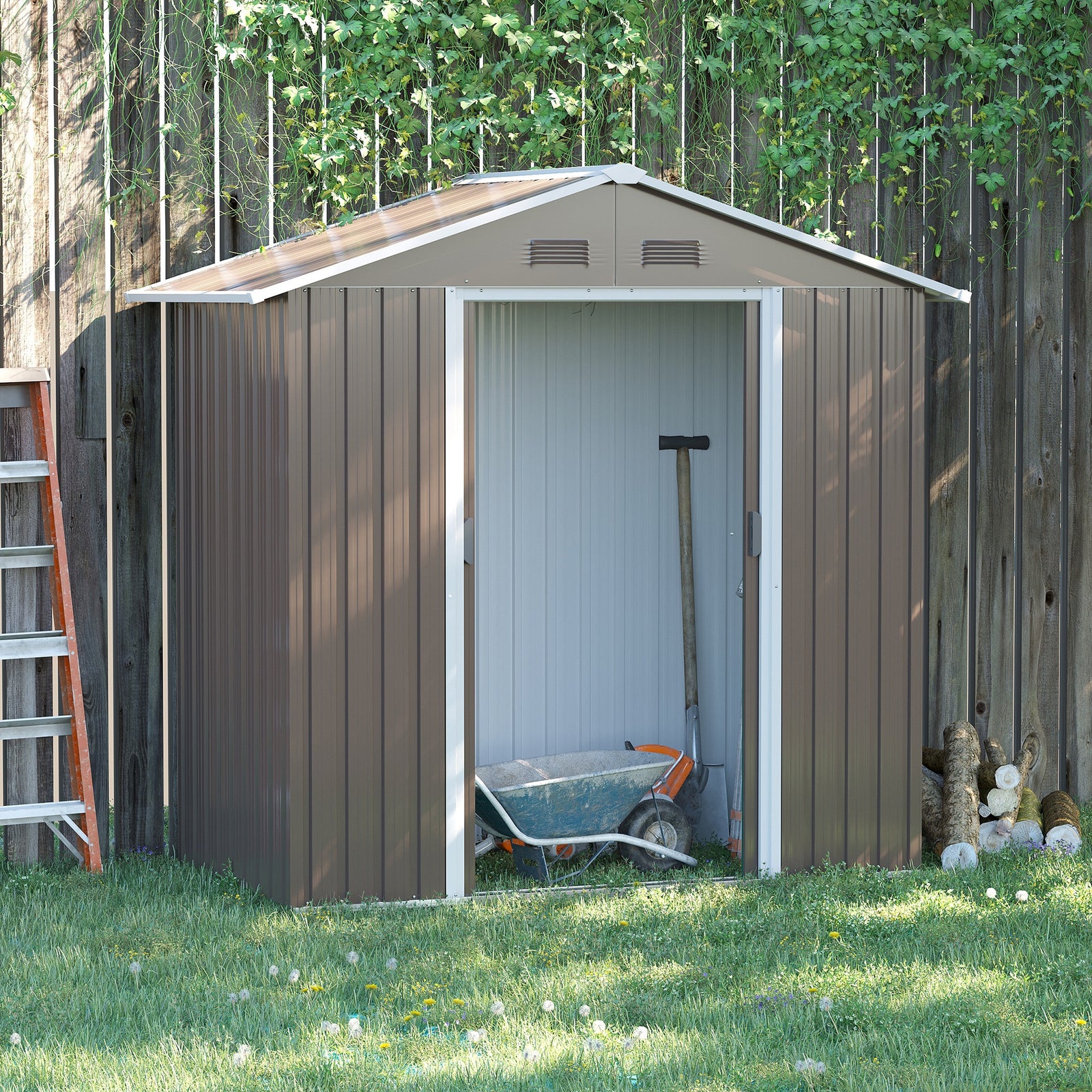 6.5ft X 3.5ft Garden Shed, Metal Shed Garden Outdoor Storage