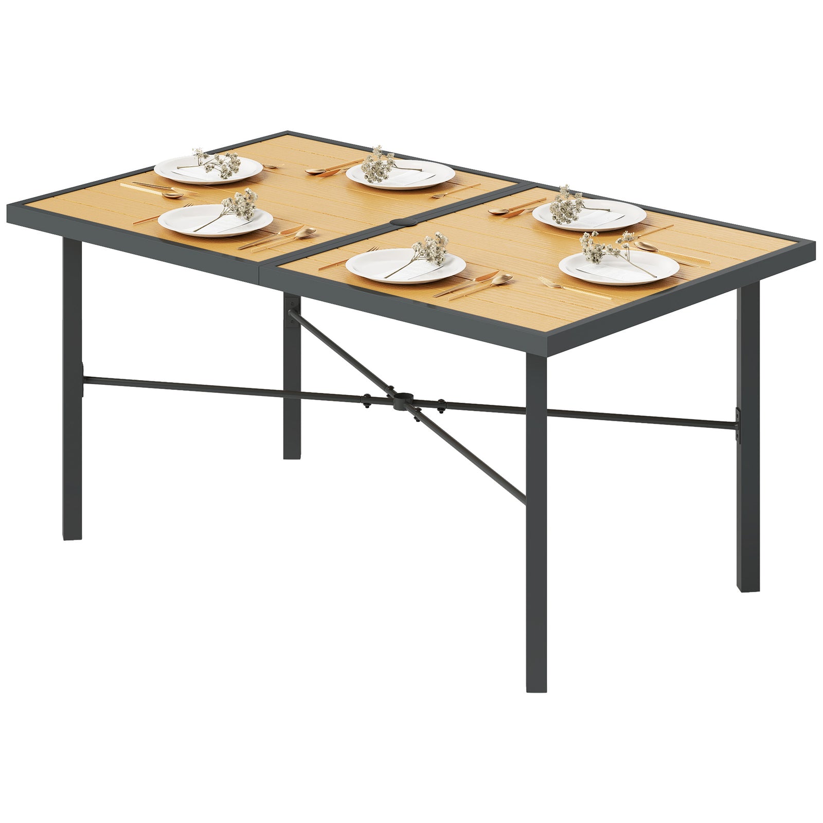 150x90cm Outdoor Table, Wood Effect, Rust-resistant