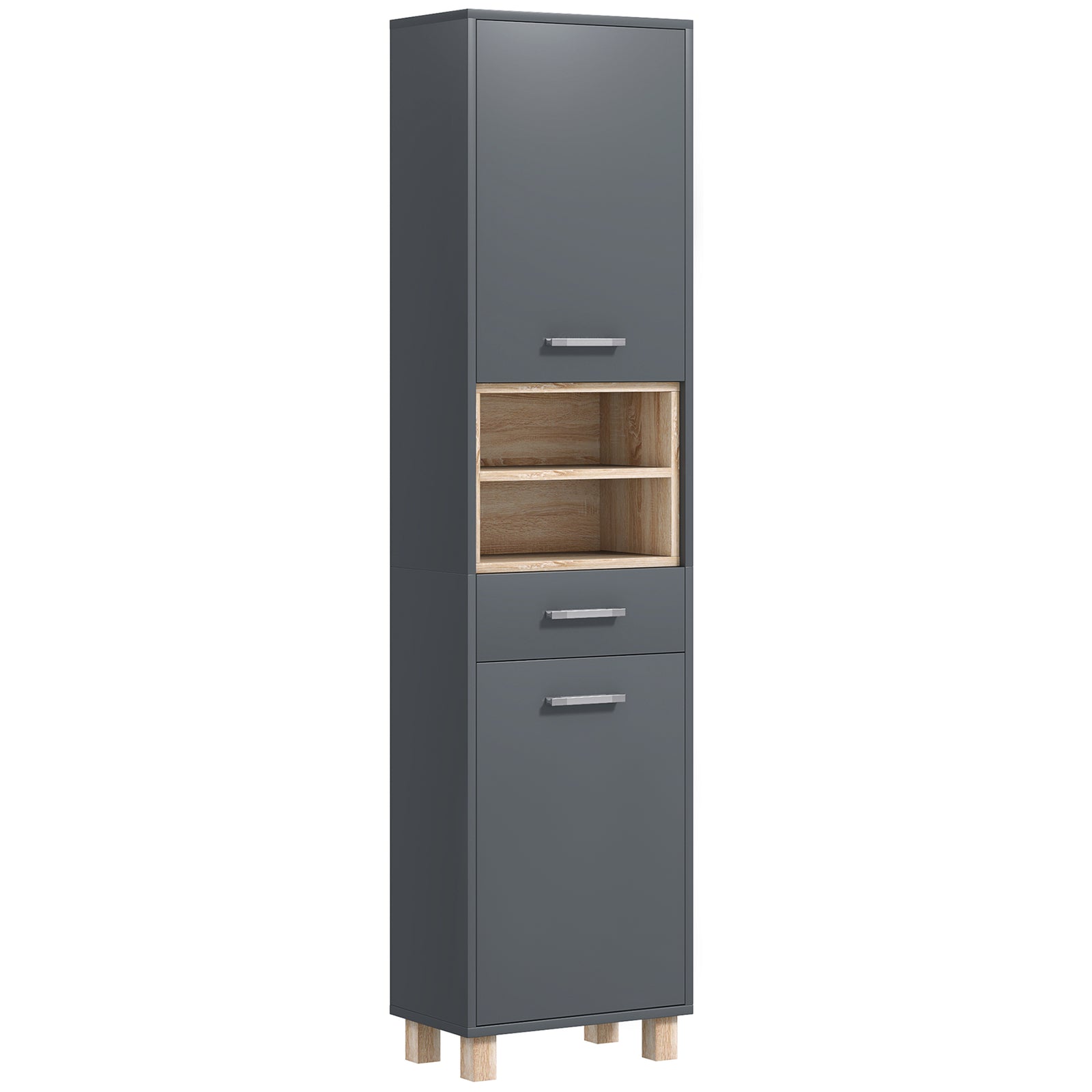Bathroom Storage Unit With Open Shelves And Drawer