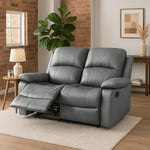 Manual Recliner Sofa 2 Seater Faux Leather | Grey