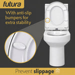 Toilet Seat Soft Close D Shape, Premium Thermoplastic, Quick Release, Top & Bottom Fixings | White