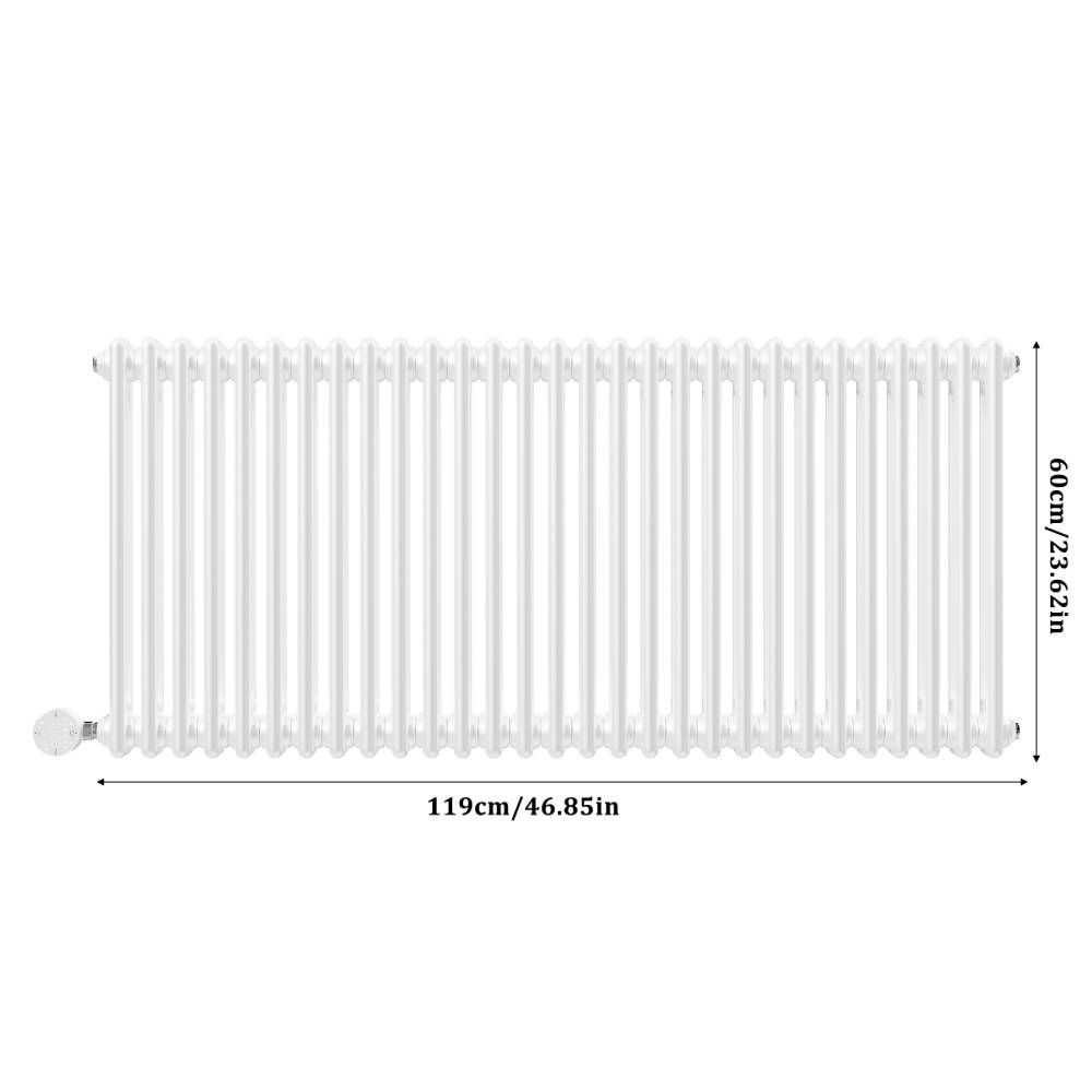 1200w Wall Mounted Electric Radiator Heater With Thermostat, Wifi & App Control, Child Lock, Ipx4 Waterproof, 119cm X 60cm | White