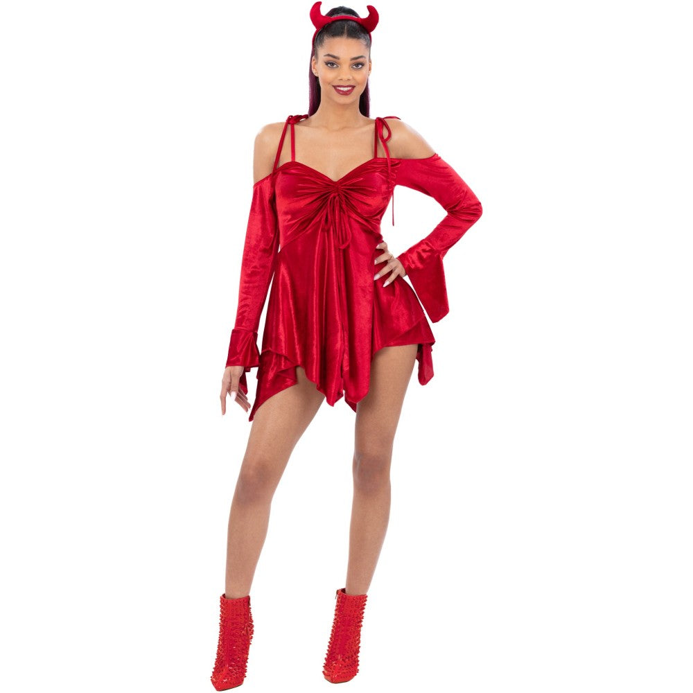 Ladies Devil Adjustable Dress Costume | Medium