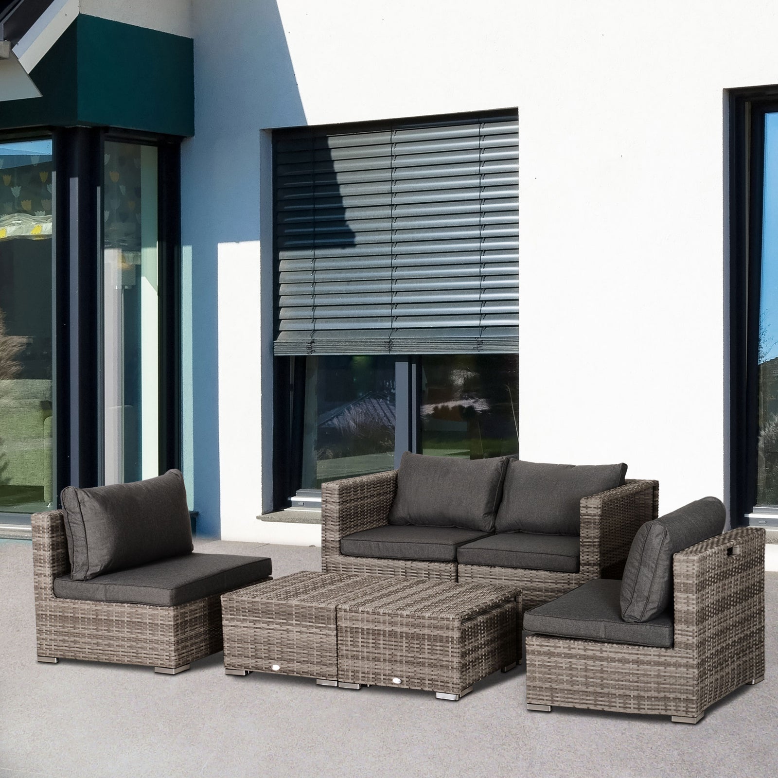 Outdoor Patio Furniture Set Weather Wicker Rattan Sofa Chair | Gray