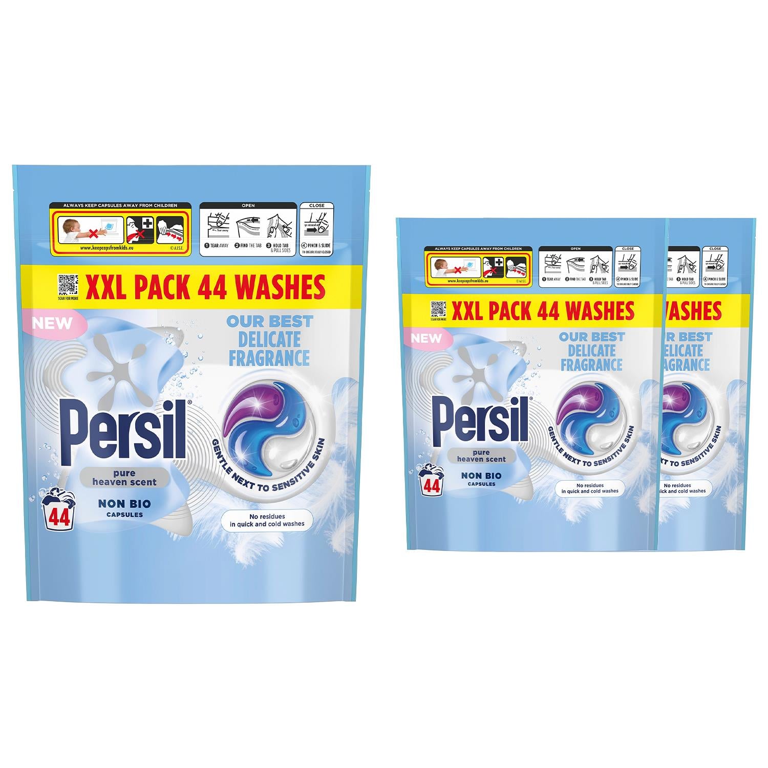 Xxl Non Bio Washing Capsules Pure Heaven Scent 44 Washes, 3 Pack