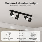 Emitto Led Ceiling Spot Light Gu10 4-way Fully Adjustable Steel Modern Black