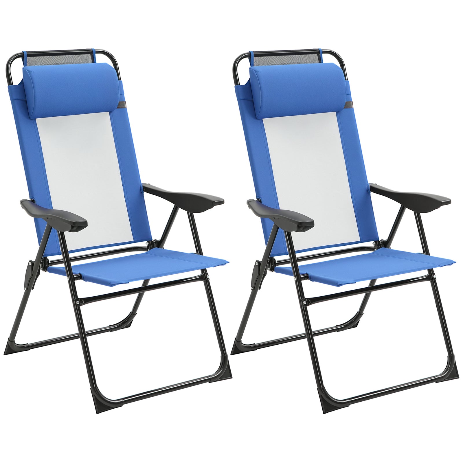 Garden Chairs Set Of 2 Folding Camping Chair Recliners | Blue