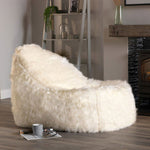 Faux Fur Bean Bag Lounger Giant Bean Bag Chair, Cream