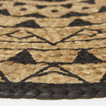 Natural & Black Mandala Braided Jute Rug Round | 70cm x 70cm | Black