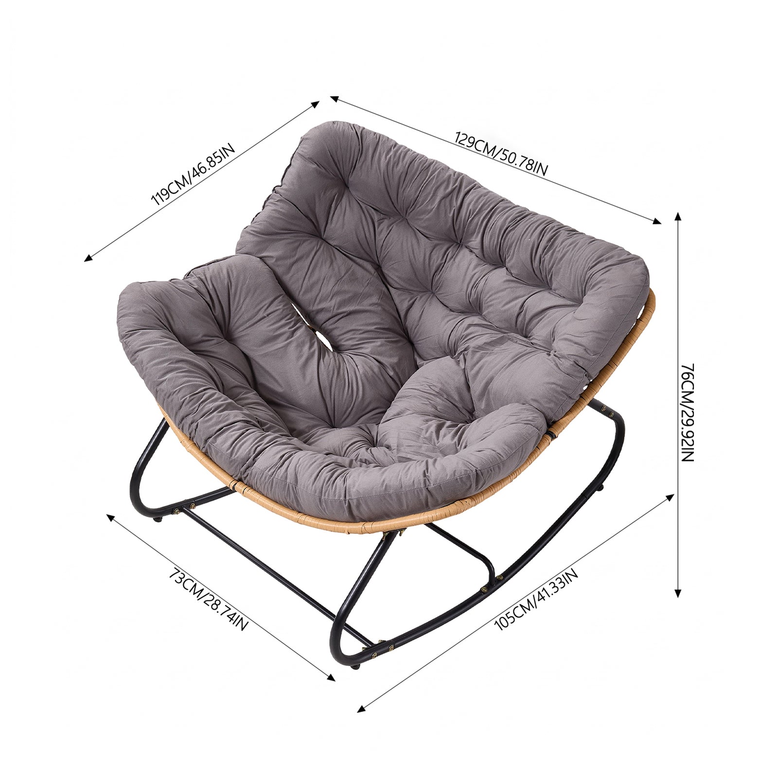 Rocking Chair With Soft Cushion | Grey