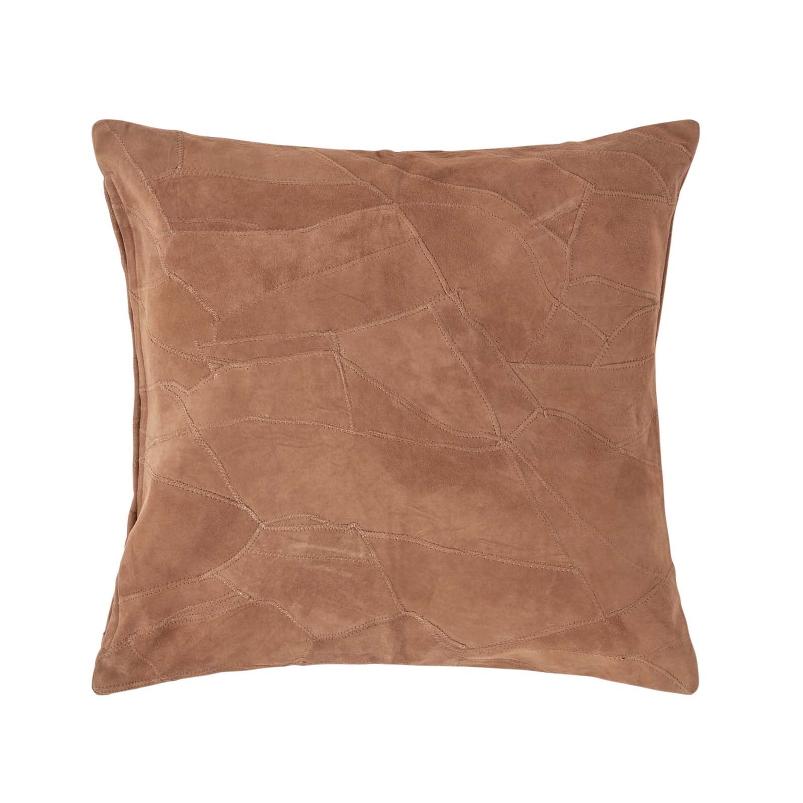 Real Leather Suede Cushion With Feather Filling | 45cm x 45cm | Tan