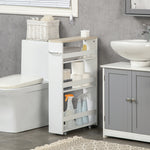 kleankin Storage Trolley With Wheels And Handle, White