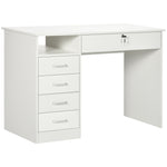 Computer Desk Writing Desk With Five Drawers For Home Office | White