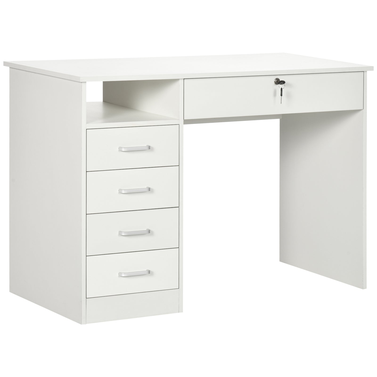 Computer Desk Writing Desk With Five Drawers For Home Office | White