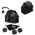 3 In 1 Pet Stroller With Detachable Carrier For Mini Dogs | Black