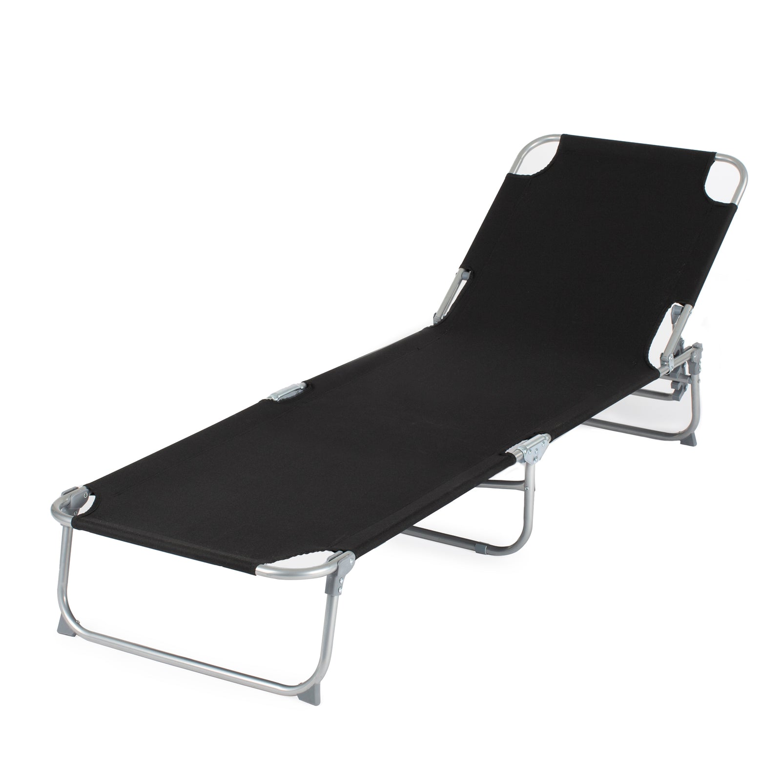 Folding Sun Lounger - Black