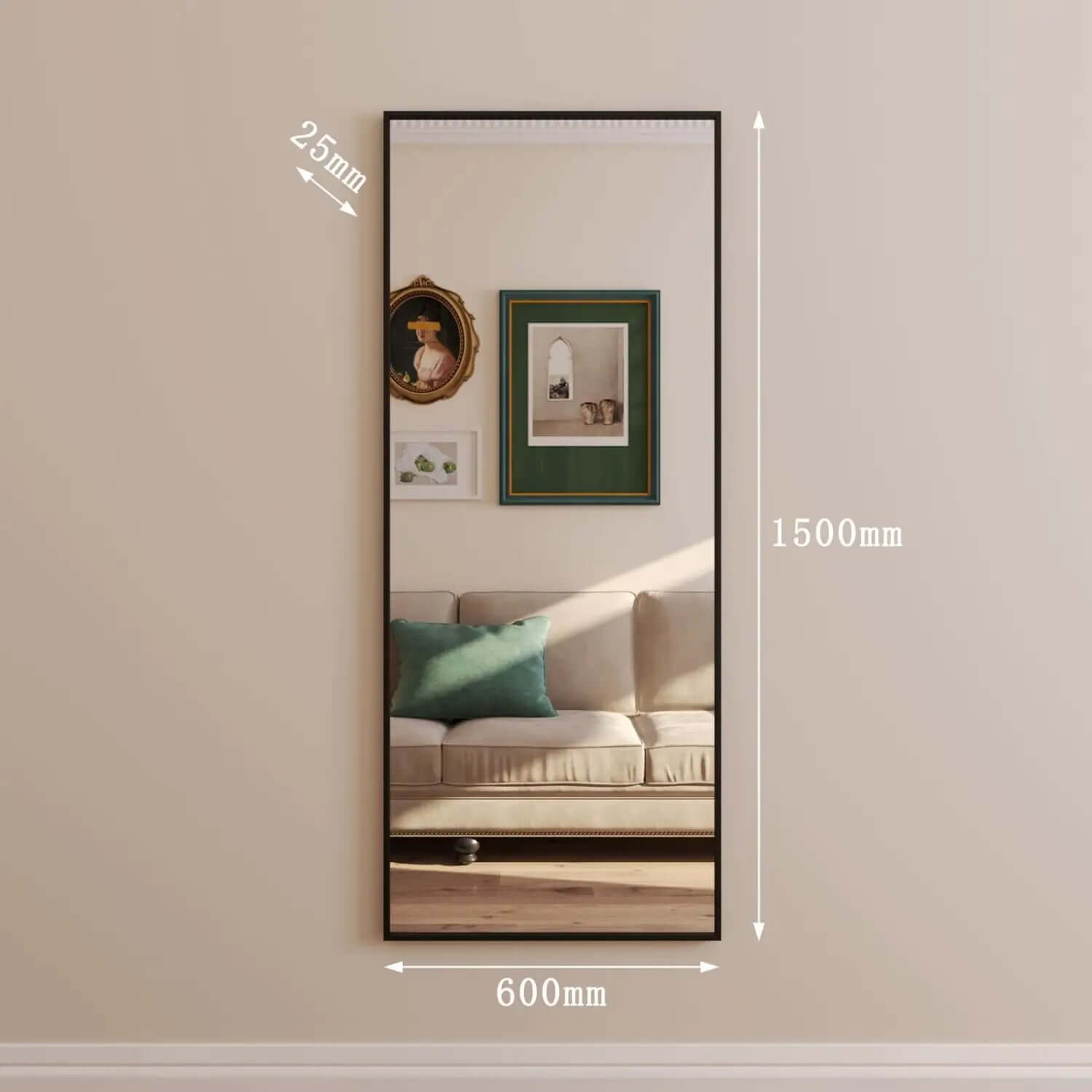 Takara - Black Metal Rectangle Mirror | 150cm x 60cm