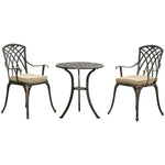 3 Pcs Garden Coffee Table Setw / Parasol Hole & Cushions