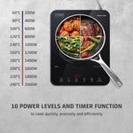 CASO Design Proslim 2000 Portable Induction Hob, Single Electric Hob With 10 Power Levels Up To 240°c
